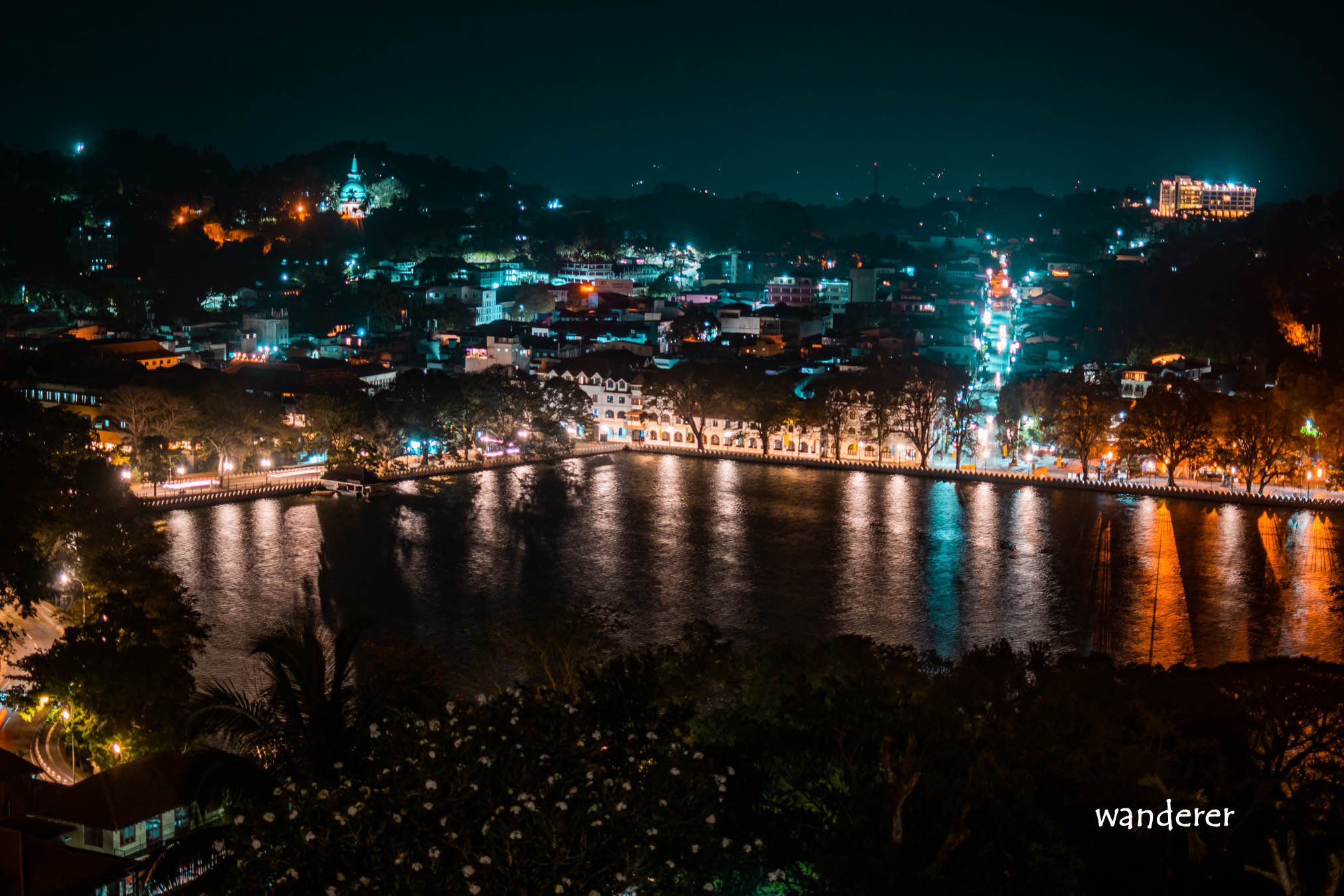 Kandy town from View point at night